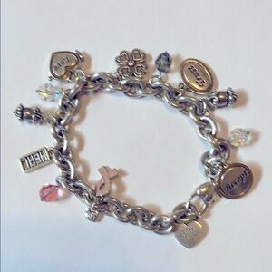 Brighton Silver Breast Cancer Inspirational Charm Bracelet